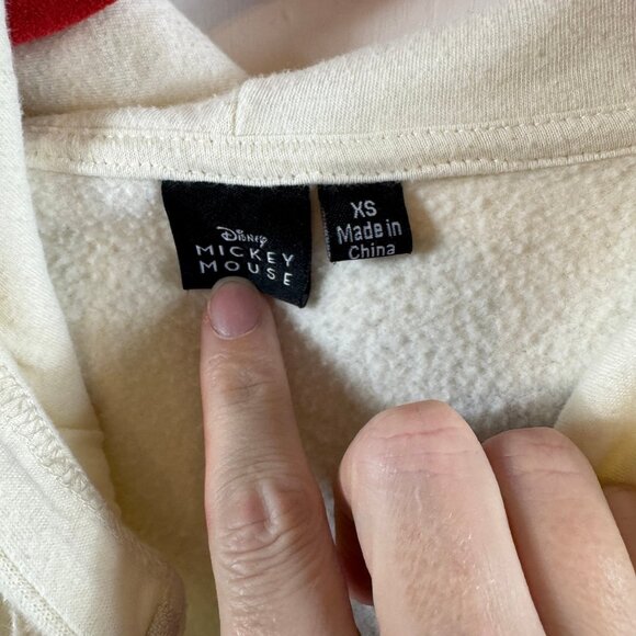 Disney Mickey Mouse Cream Zip-Up Hoodie XS – Retro Graphic Sweatshirt - Picture 3 of 9